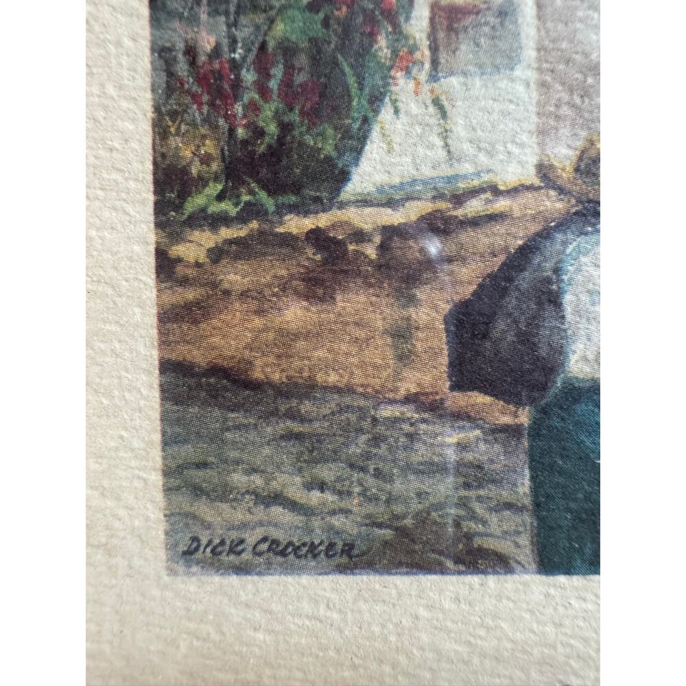 Vintage Framed Art Prints Set of 2 Dick Crocker 1956 Village Scenes 6x7 - Picture 7 of 13